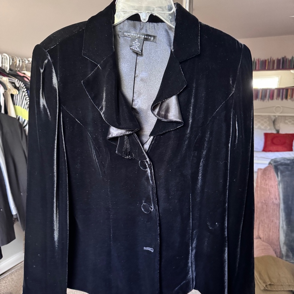 Ladies Spenser Evening Black Velvet Jacket , Size 10